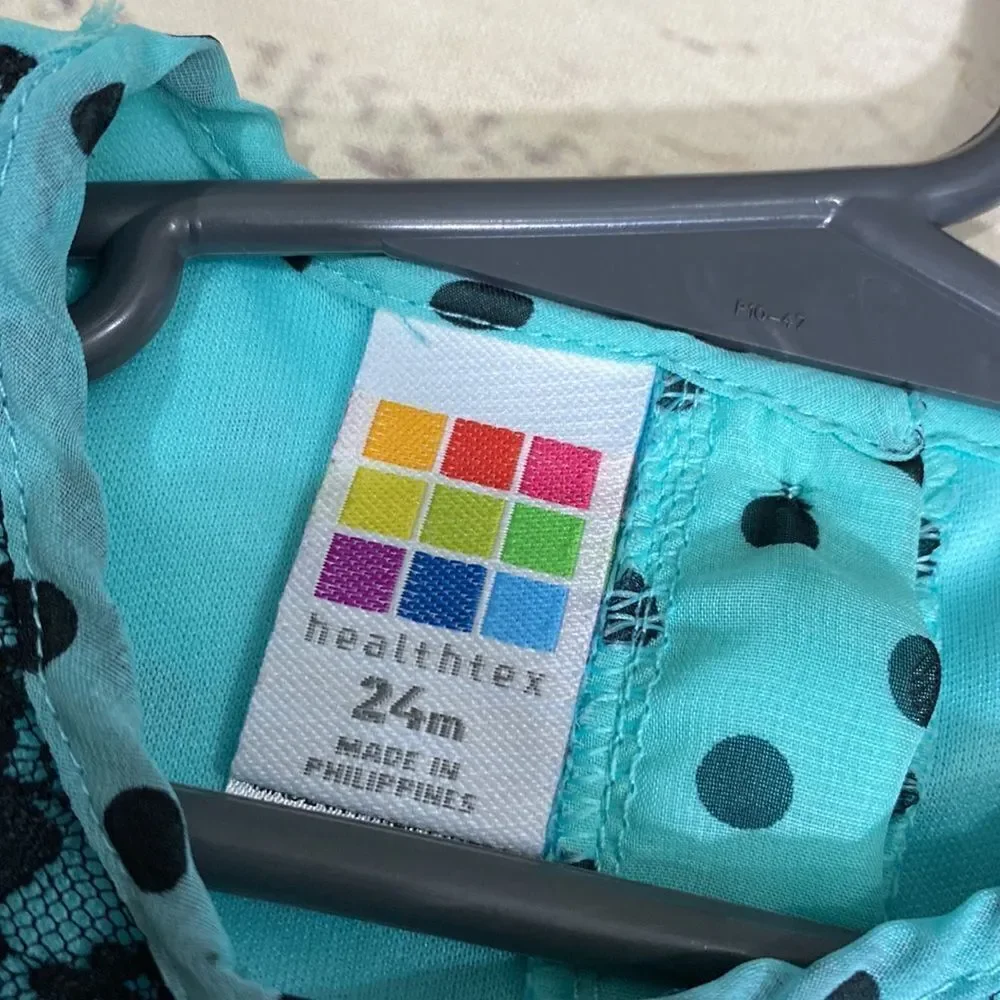 healthtex Baby Infant Girl Teal Polka Dot Dress